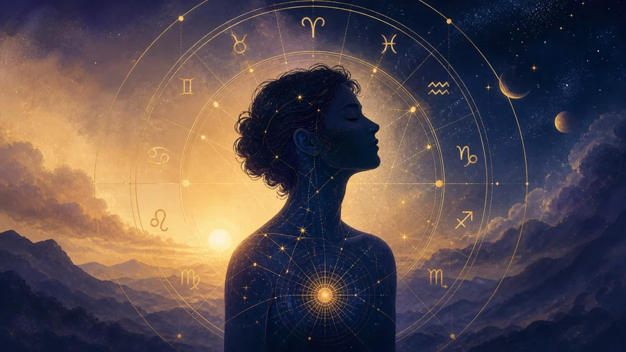 Golden celestial Astrological Life Portrait artwork