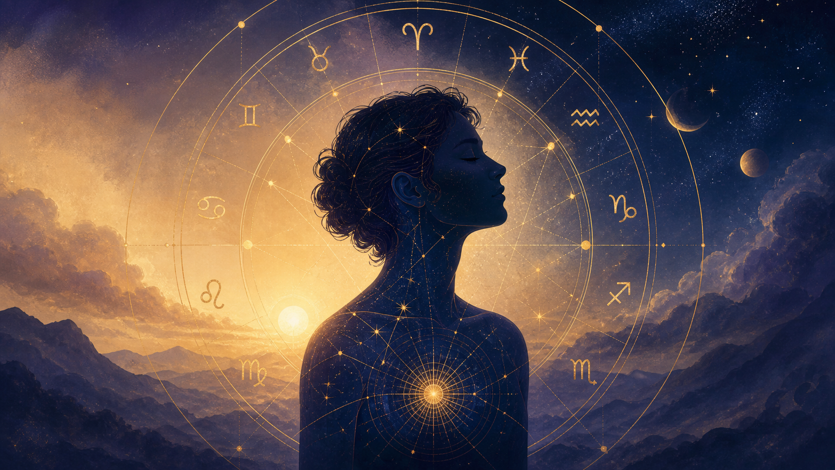 Golden celestial Astrological Life Portrait artwork
